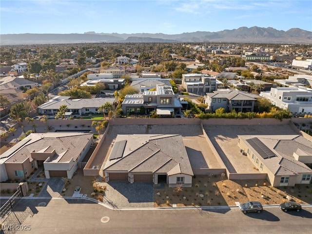 drone / aerial view with a mountain view