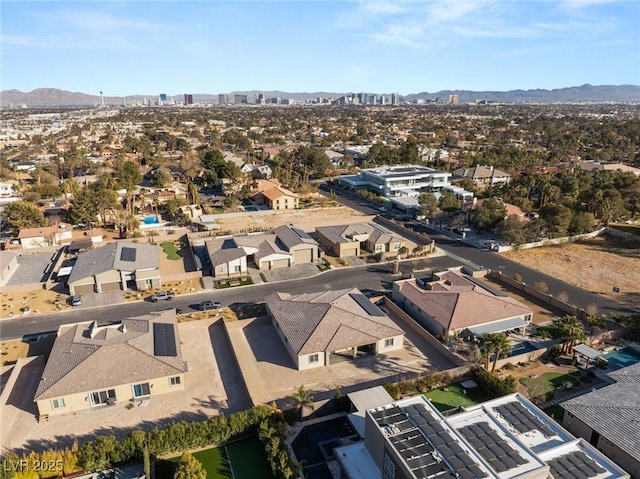 bird's eye view with a mountain view