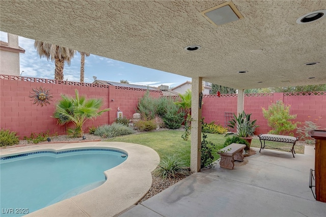 view of pool featuring a patio