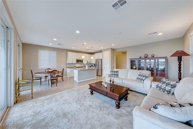 view of tiled living room