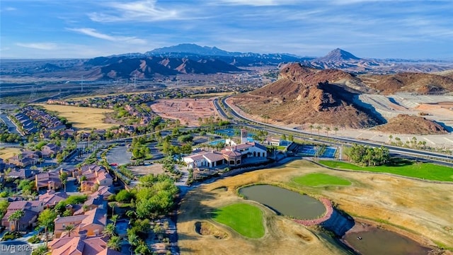 aerial view with a mountain view