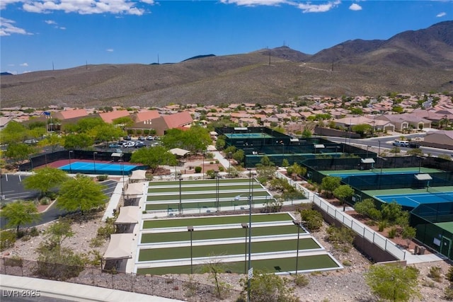 birds eye view of property featuring a residential view and a mountain view