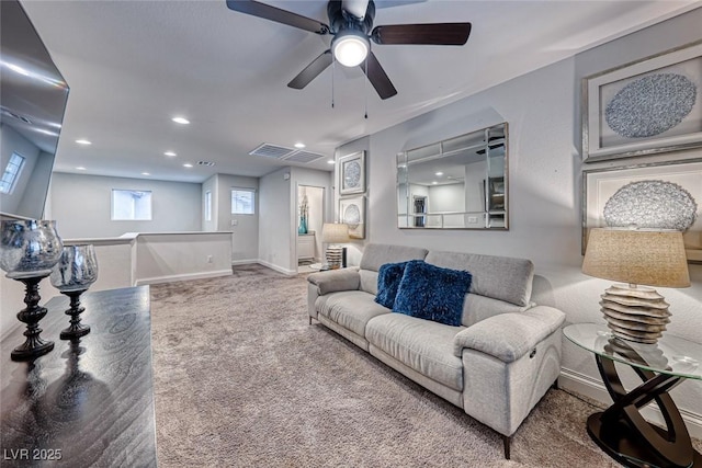 living room featuring carpet floors