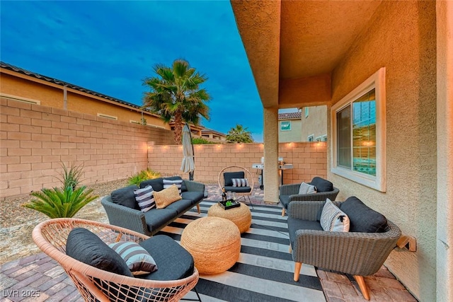 view of patio featuring grilling area and an outdoor living space