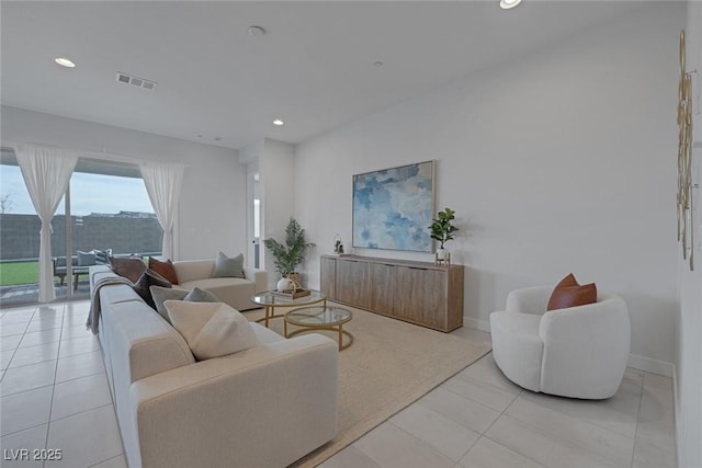 view of tiled living room