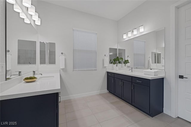 bathroom with vanity and tile patterned floors