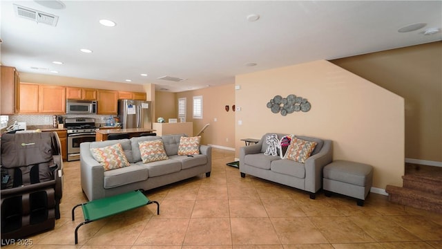 view of tiled living room