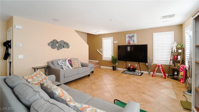 view of tiled living room