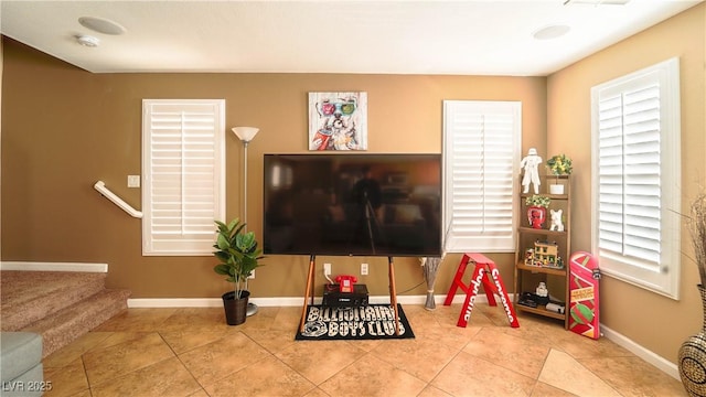 view of tiled living room