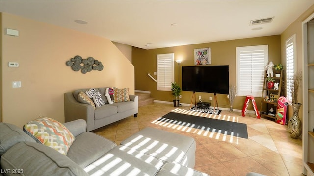 view of tiled living room