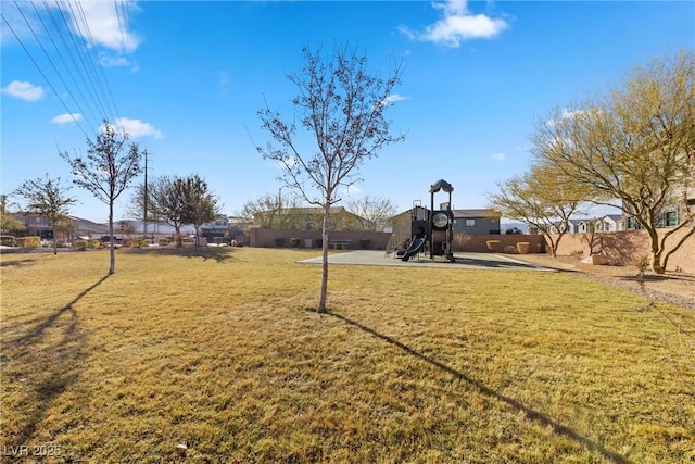 view of yard featuring a playground