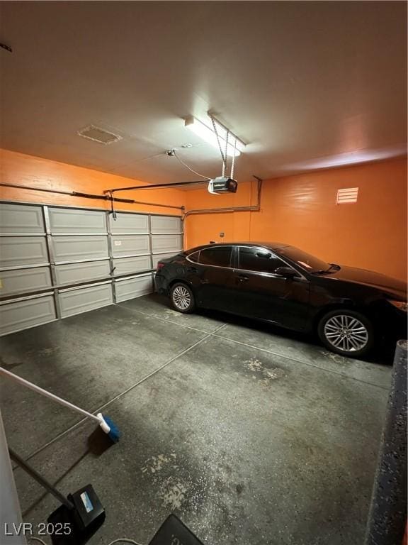 garage with a garage door opener