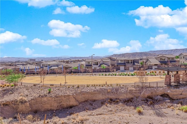 exterior space featuring a mountain view