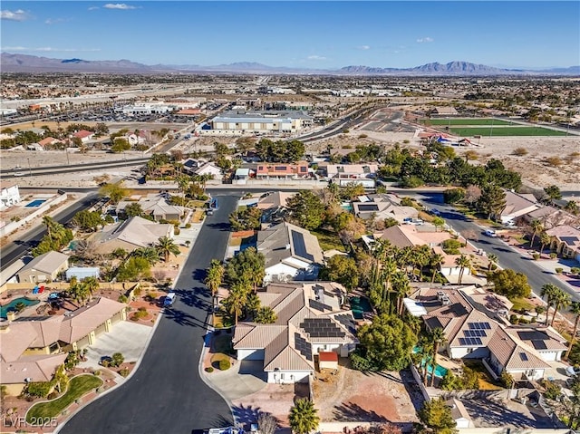 aerial view with a mountain view