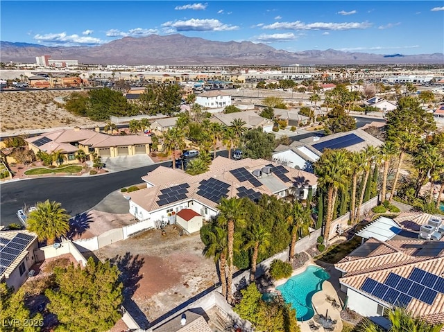 bird's eye view with a mountain view