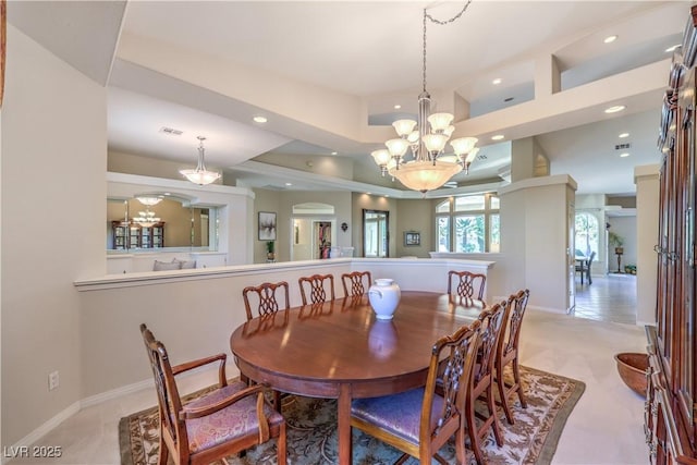 dining room with an inviting chandelier