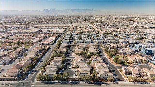 bird's eye view with a mountain view