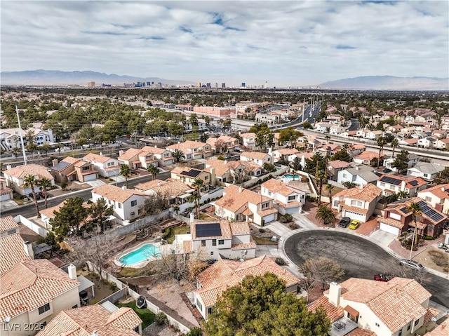 bird's eye view with a mountain view