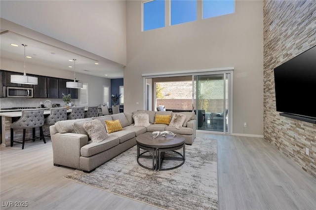 living room with light wood-type flooring