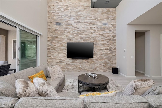 living room featuring light hardwood / wood-style flooring