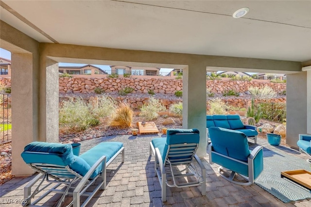 view of patio / terrace with an outdoor living space