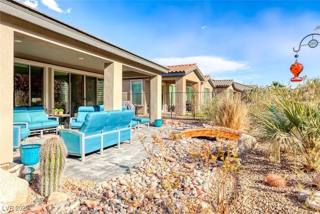 view of patio featuring an outdoor living space