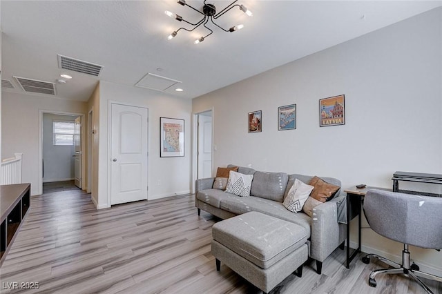 living room featuring light hardwood / wood-style floors