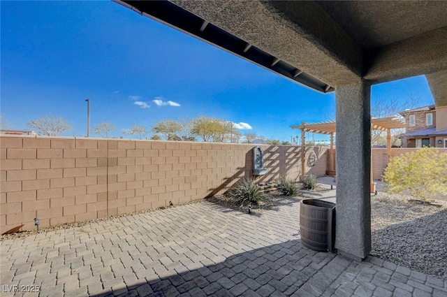 view of patio featuring a pergola