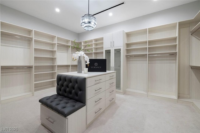 spacious closet with light carpet