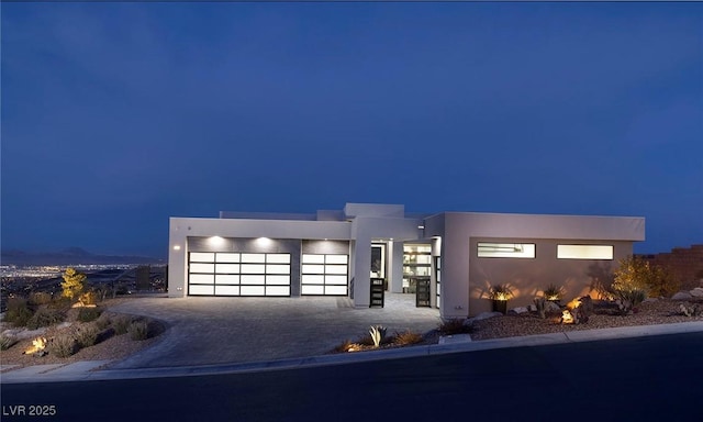 contemporary home featuring a garage