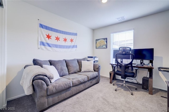 view of carpeted office space