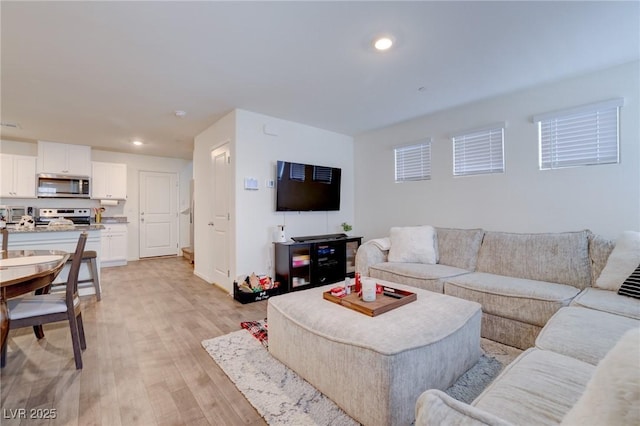 living room with light wood-type flooring