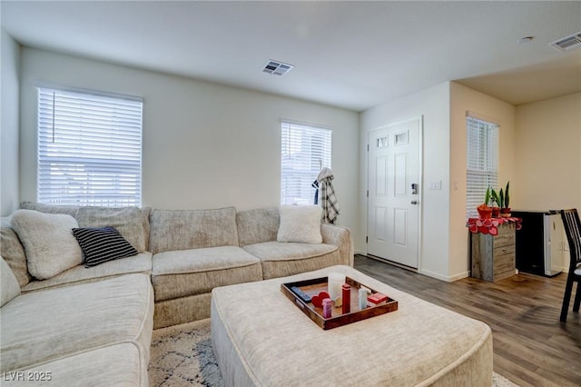 living room featuring hardwood / wood-style flooring