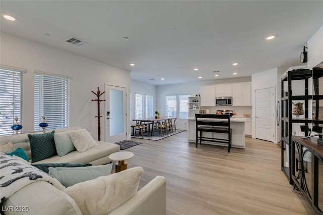 living room featuring light hardwood / wood-style floors