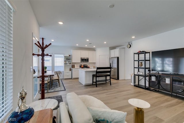 living room with light wood-type flooring