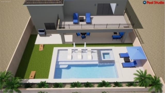 view of swimming pool with a patio