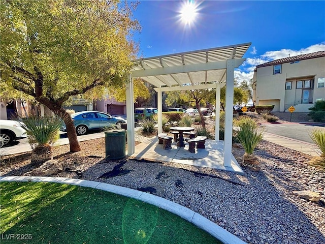 view of patio featuring a pergola