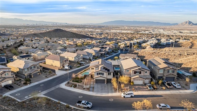 aerial view with a mountain view