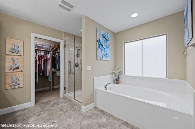 bathroom with plus walk in shower