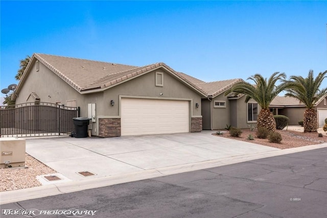 single story home featuring a garage