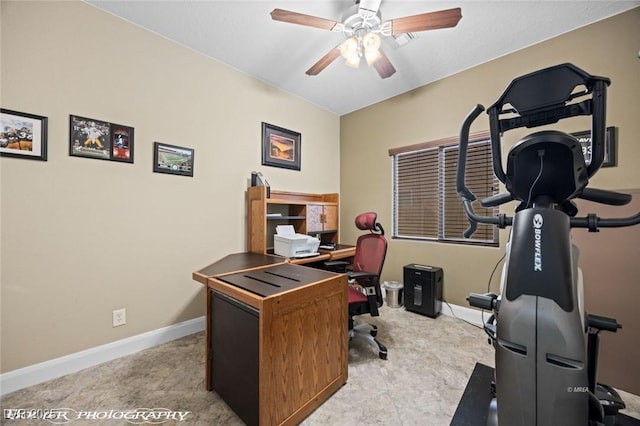 home office with ceiling fan