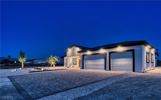 view of front of house with a garage