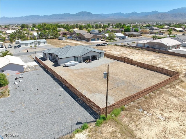 bird's eye view with a mountain view