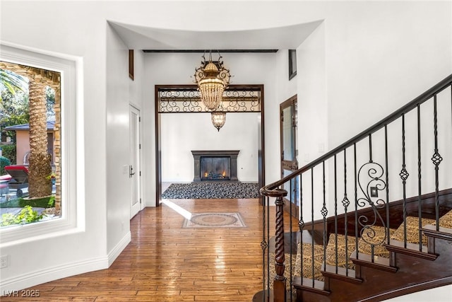 foyer entrance with hardwood / wood-style flooring