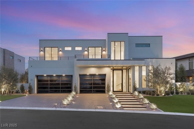 contemporary home with a garage