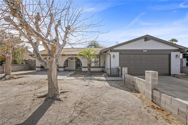 single story home with a garage