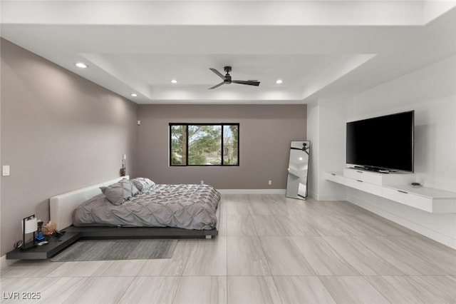 bedroom featuring a tray ceiling