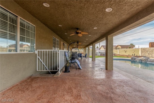 4410 E Boston Ave, Las Vegas, NV 89104 - view of patio / terrace with ceiling fan and a fenced in pool
