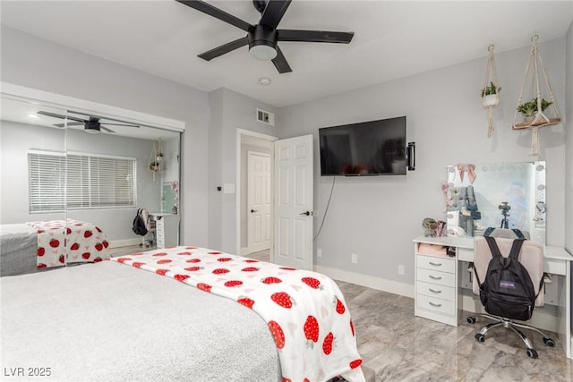 4410 E Boston Ave, Las Vegas, NV 89104 - bedroom featuring ceiling fan and a closet