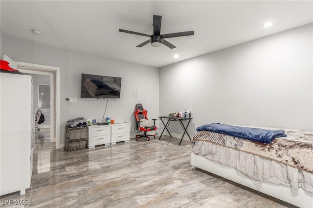 4410 E Boston Ave, Las Vegas, NV 89104 - bedroom featuring white refrigerator and ceiling fan